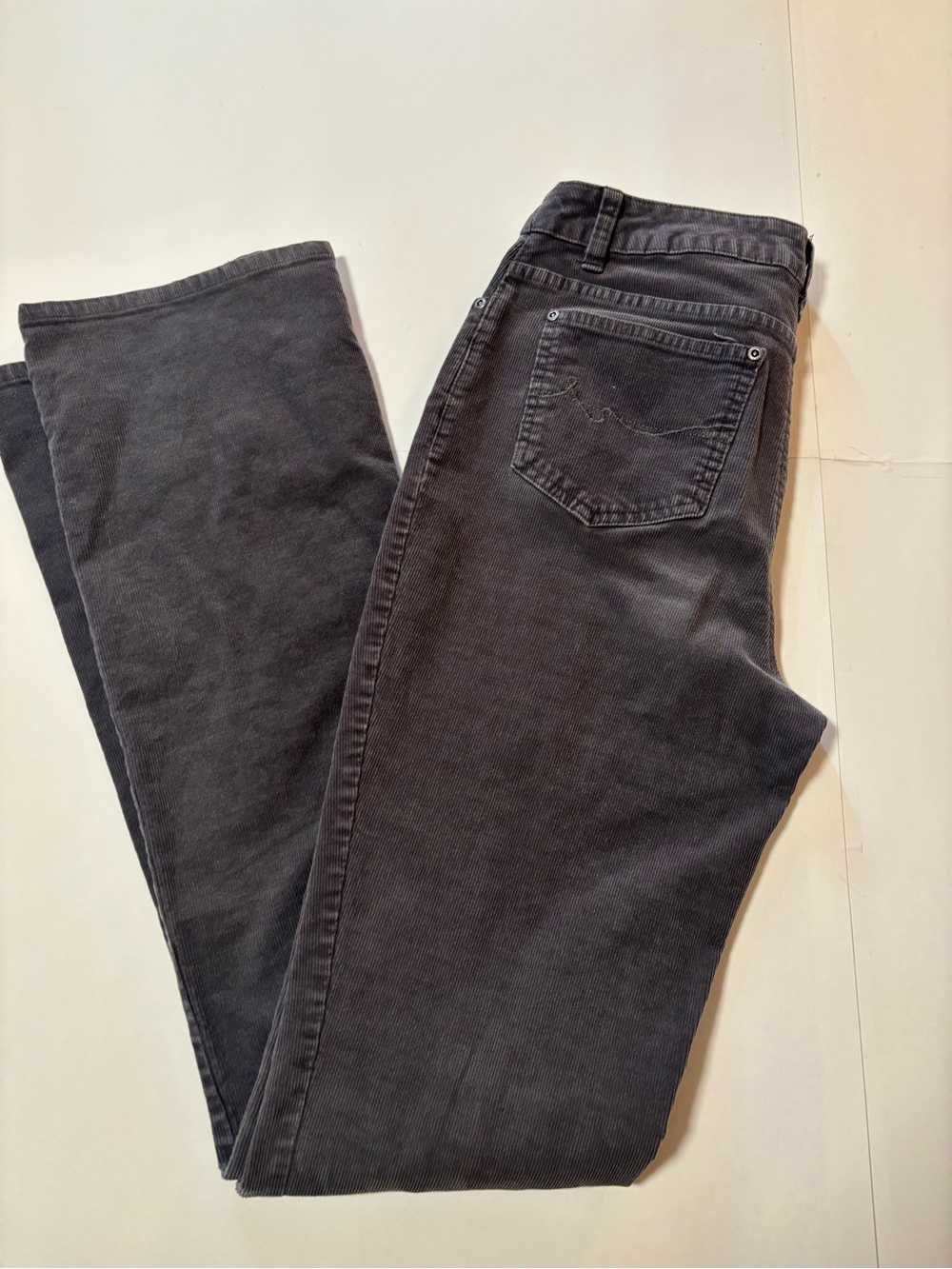 St. John's Bay Womens Corduroy Bootcut Pants Charcoal Grey Stretch LONG 31x35
